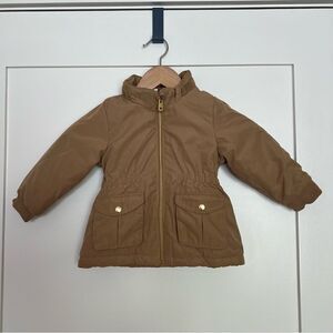 H&M Jacket Girls Puff Puffer Coat Winter Beige 12M Months Full Zip Pockets
